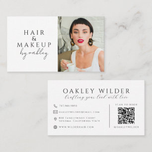 QR Code Hair Stylist Photo Business Card