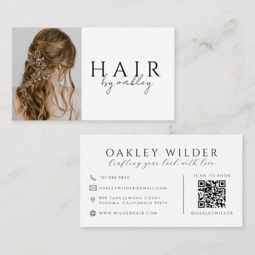 QR Code Hair Stylist Photo Business Card