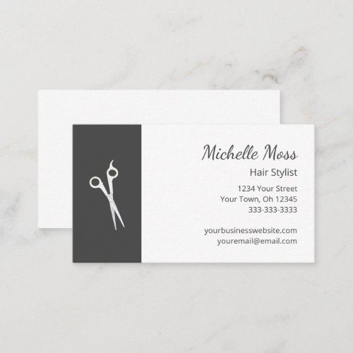 QR code Hair Stylist Simple Scissors Gray White Business Card