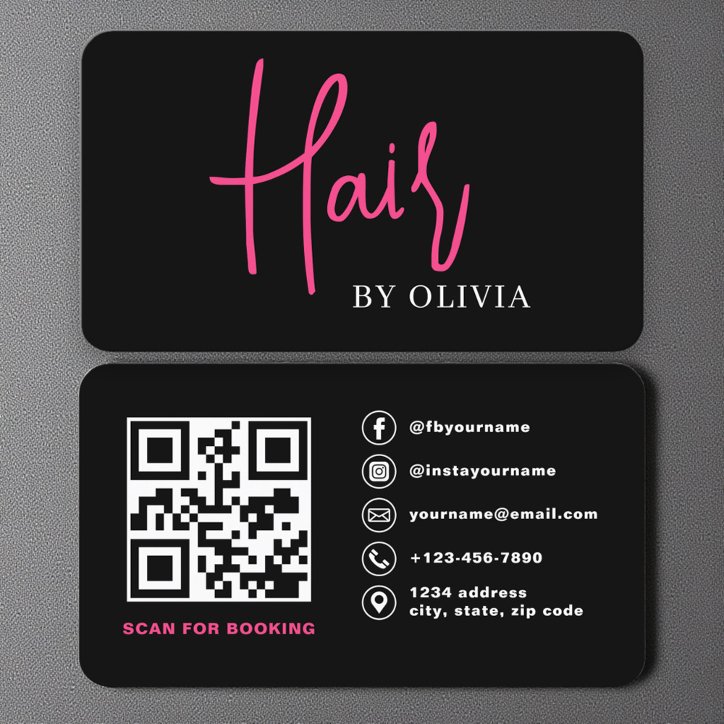 QR Code Hairdresser Modern Typography Business Card