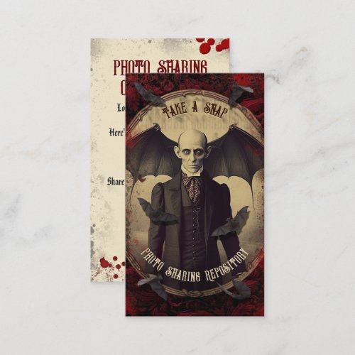 QR Code Halloween Photo Sharing Vintage Dracula Enclosure Card