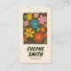QR Code Hand Drawn Colorful Retro Funky Floral Business Card | Zazzle