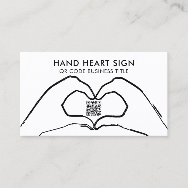 QR Code Hand Heart Love Modern Business Card