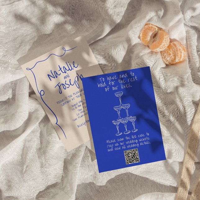 QR Code Hand Written Drawn Modern Unique Wedding Invitation (Creator Uploaded)