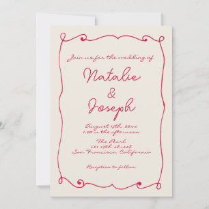 QR Code Hand-Written Retro Fun With Photo Wedding Invitation