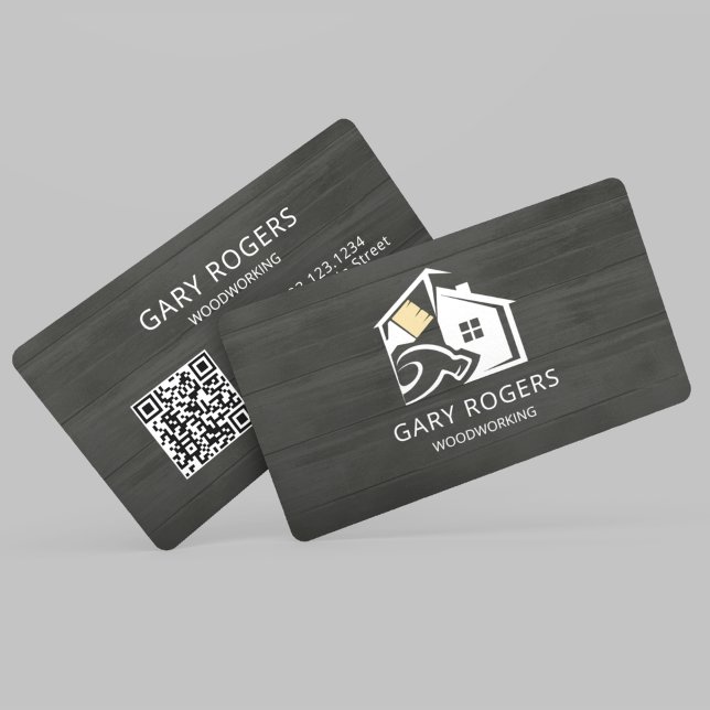 QR Code Handyman Wood Business Card (Creator Uploaded)