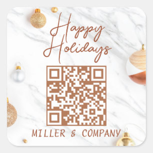QR Code Happy Holidays Christmas Modern Corporate Square Sticker