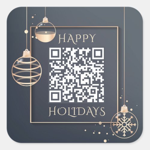 QR Code Happy Holidays Corporate Christmas Modern Square Sticker