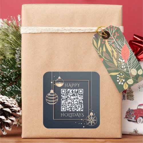 QR Code Happy Holidays Corporate Christmas Modern Square Sticker