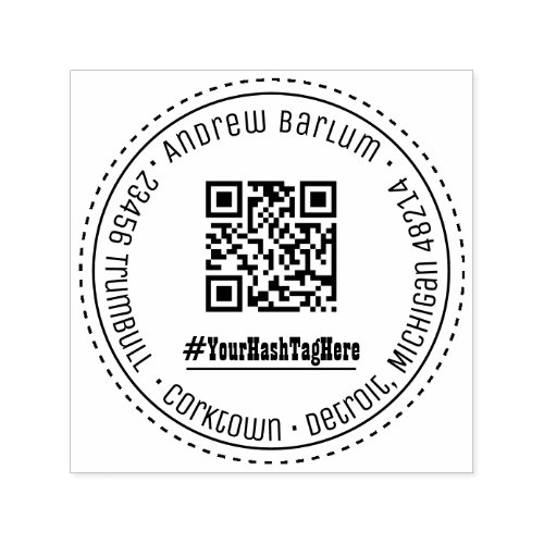 QR Code Hashtag Address Self_Inking Rubber Stamp