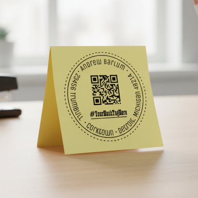 QR Code Hashtag Address Self-Inking Rubber Stamp (QR Code Hashtag Address Self-Inking Rubber Stamp)