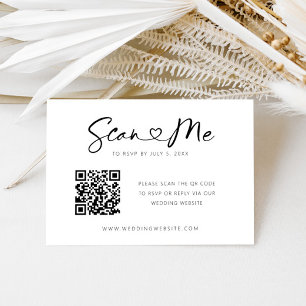 QR Code Heart Font Minimal Wedding RSVP Card