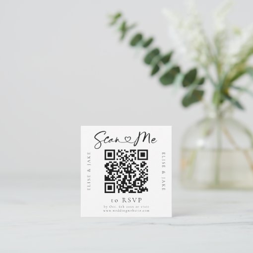 QR Code Heart Font Wedding RSVP Card | Zazzle