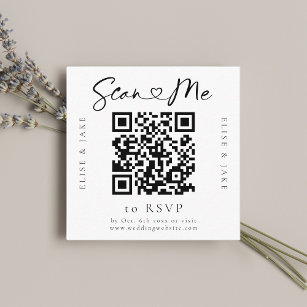 QR Code Heart Font Wedding RSVP Card