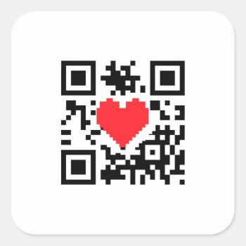 Qr Code Heart Love Message  Sticker by zlatkocro at Zazzle