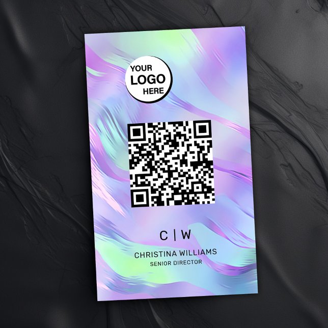 QR Code Holographic Monogram  Business Card (QR Code Holographic Monogram Business Card)