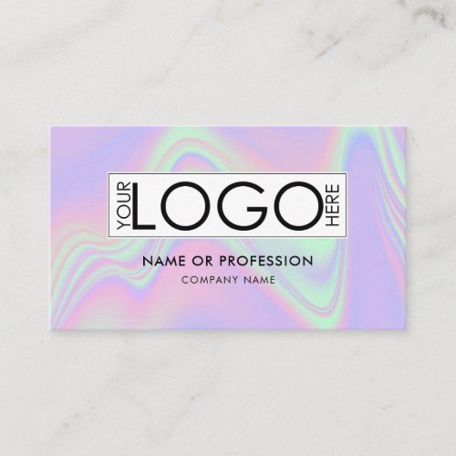 QR Code Holographic Opal Modern Business Logo Business Card