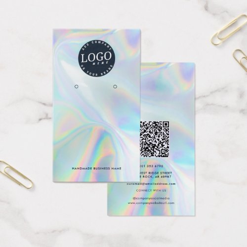 QR Code Holographic Socials Earrings Display Card