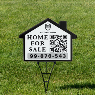 QR Code Home For Sale Real Estate Black White Sign