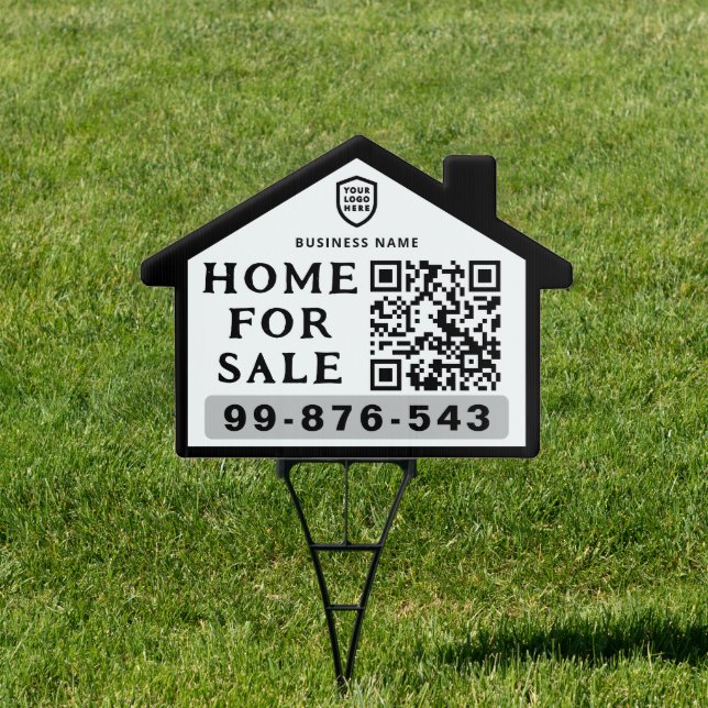 QR Code Home For Sale | Real Estate Black White Sign (Insitu)