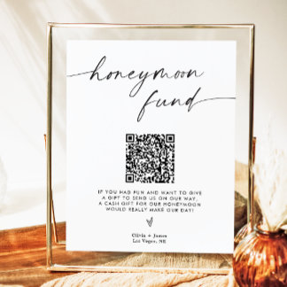 QR Code Honeymoon Fund Sign, Honeymoon Fund Sign