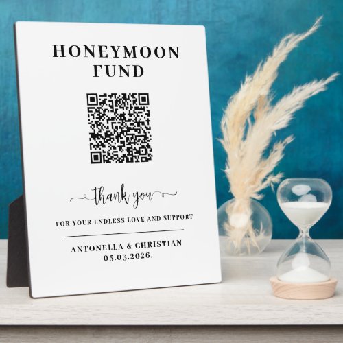 QR Code Honeymoon Fund Wedding Plaque