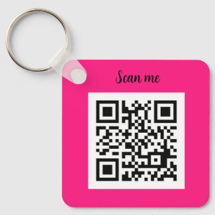QR Code Hot Pink Elegant Business Keychain