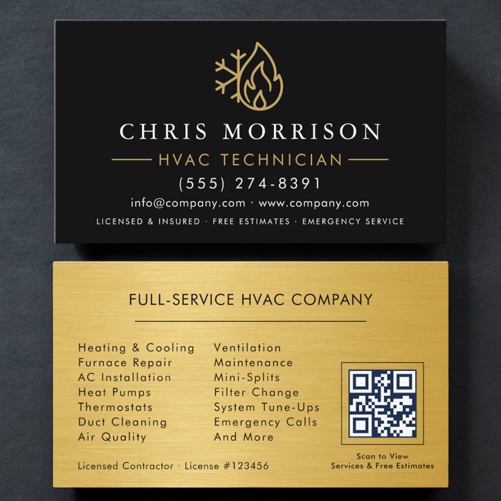 QR Code Hvac Technician Heating And Air Business Card