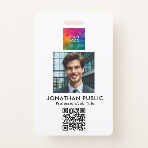 QR Code ID Card Employee Photo Company Logo Badge