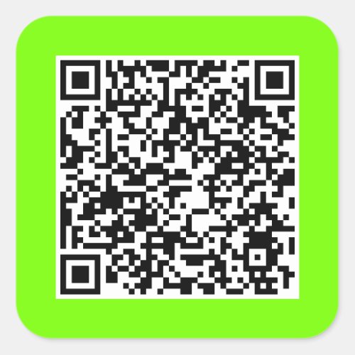  QR code in fluorescent  green  Square Sticker