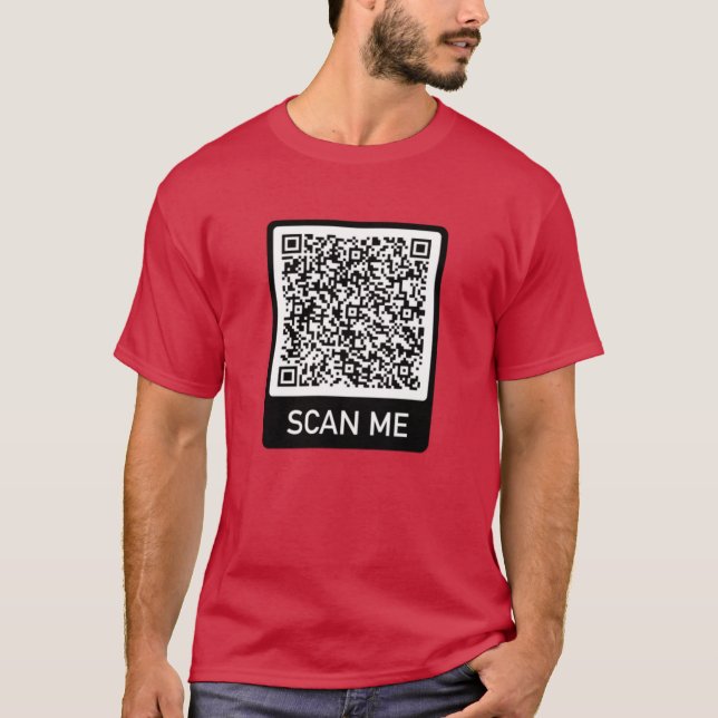 QR Code Info Scan Me Personalized Funny T-Shirt (Front)