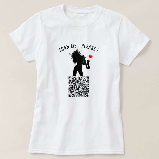 QR Code Info Scan Me Personalized Funny T-Shirt (Design Front)