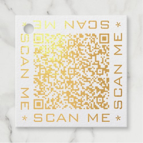QR Code Info Scan Me Text Your Modern Design Foil Favor Tags