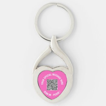 Qr Code Info Your Message Surprise Keychain Gift by Migned at Zazzle