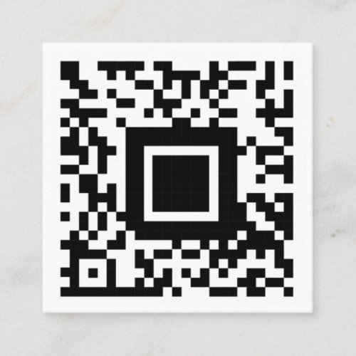 QR Code Initial Minimal Monogram Black and White Square Business Card
