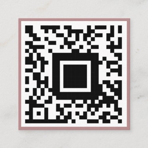 QR Code Initial Minimal Monogram Pink Rose Square Business Card