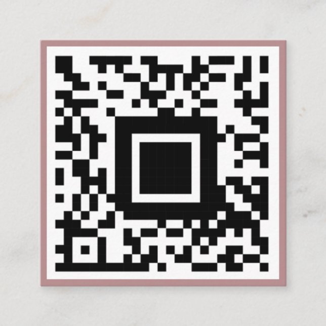 QR Code Initial Minimal Monogram Pink Rose Square Business Card (Front)