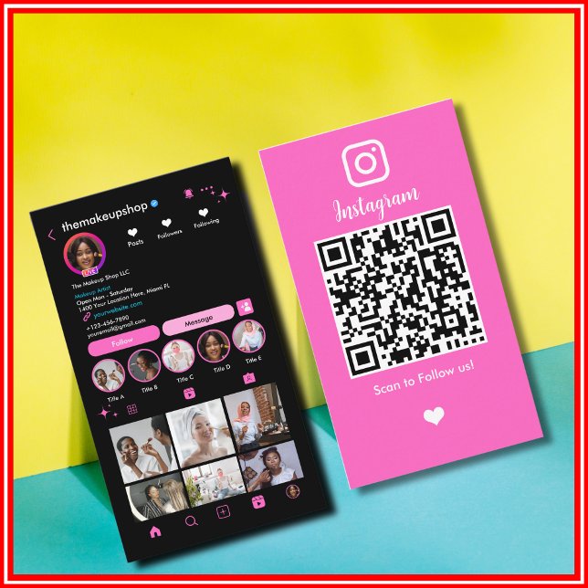 QR Code Instagram Social Media Modern Influencer Business Card (Creator Uploaded)