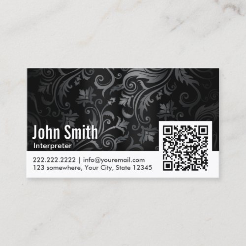 Floral Ornament QR Code Interpreter Business Card