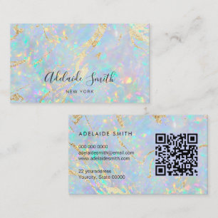 QR code iridescent opal stone texture Business Card