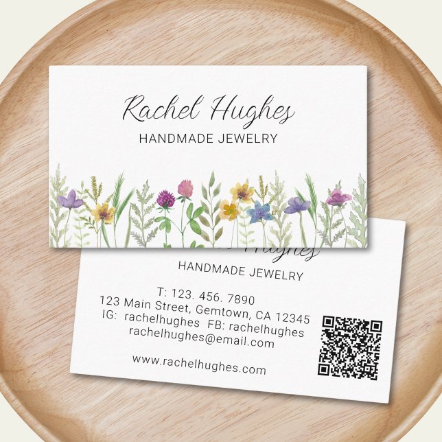QR Code Jeweler Floral Business Card (Creator Uploaded)