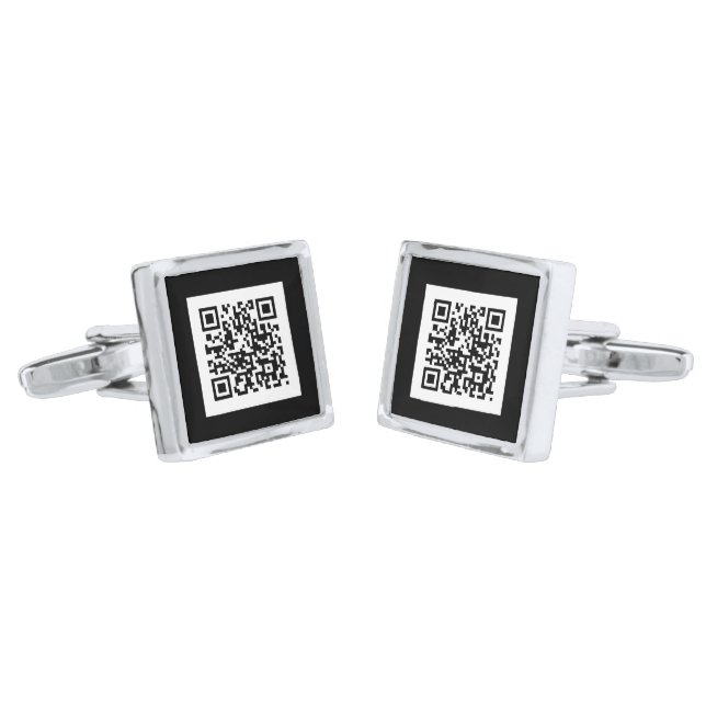 QR code Jewelry Digital Black Cufflinks (Angled)