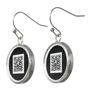 QR code Jewelry Digital Black Earrings
