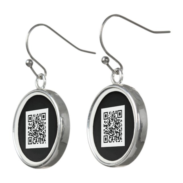 QR code Jewelry Digital Black Earrings (Angled)