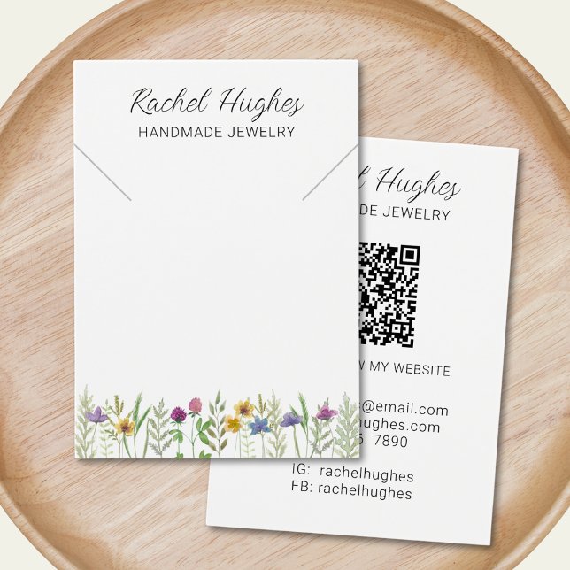 QR Code Jewelry Floral Necklace Display Card (Creator Uploaded)