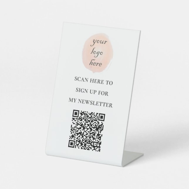 QR code join my newsletter add your logo  Pedestal Sign (Front)