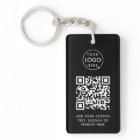 QR Code Keychain | Business Logo Modern Black