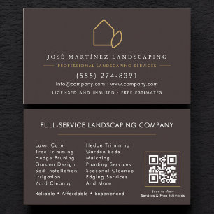 QR Code Landscaping Lawn Service All Season Business Card