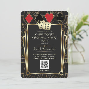 QR Code Las Vegas Casino Night Christmas Holiday I Invitation