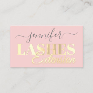 QR Code Lashes Extension Golden Script Pink Business Card